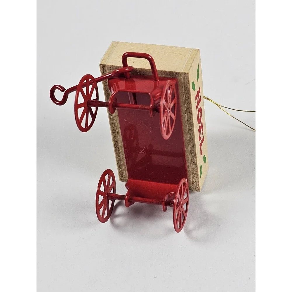 Vintage Avon Teddies in Wagon Christmas Tree Ornament - Holiday Decor